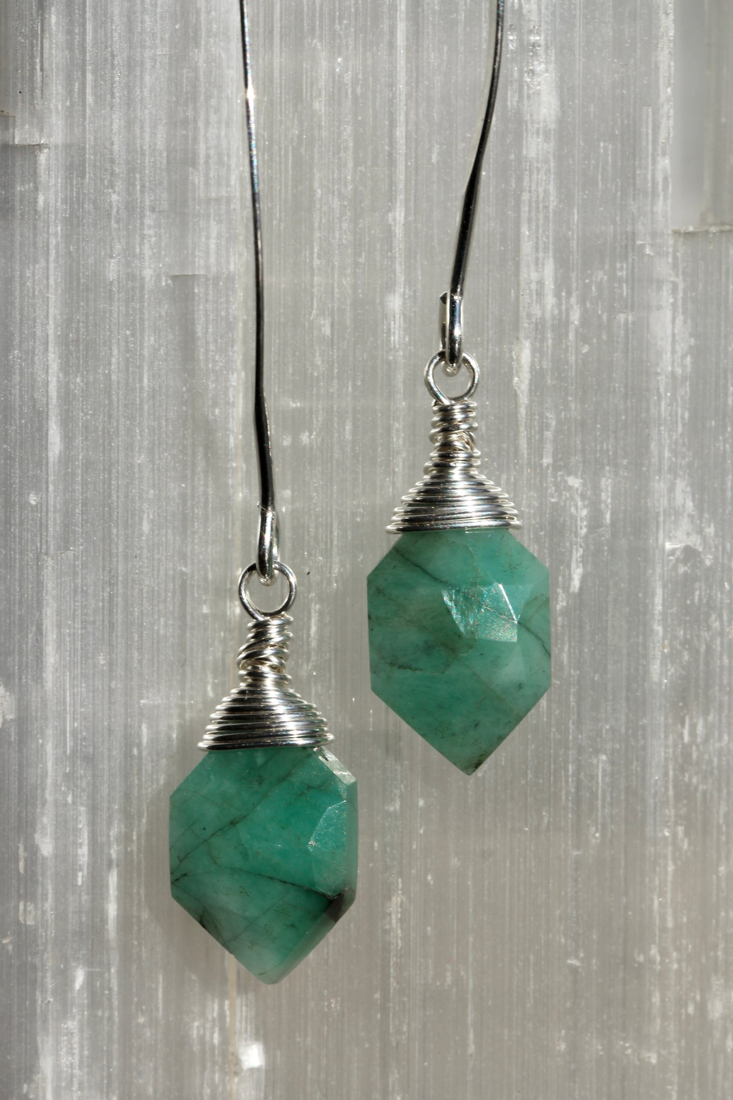 Emerald V Wire Earrings