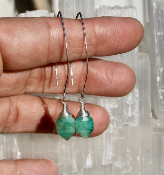 Emerald V Wire Earrings