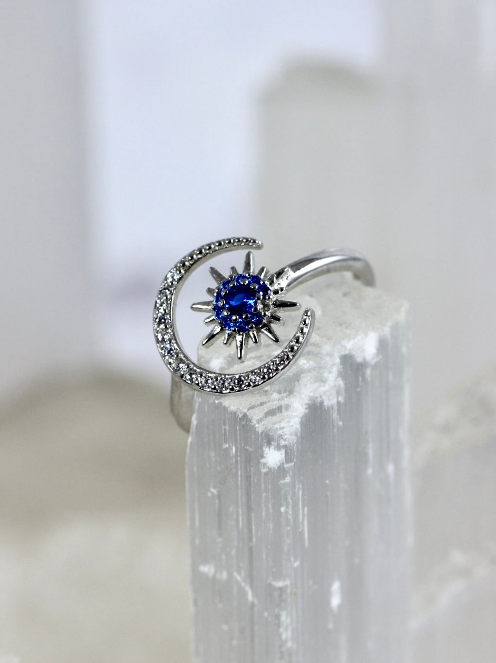 Moon and Star CZ Ring