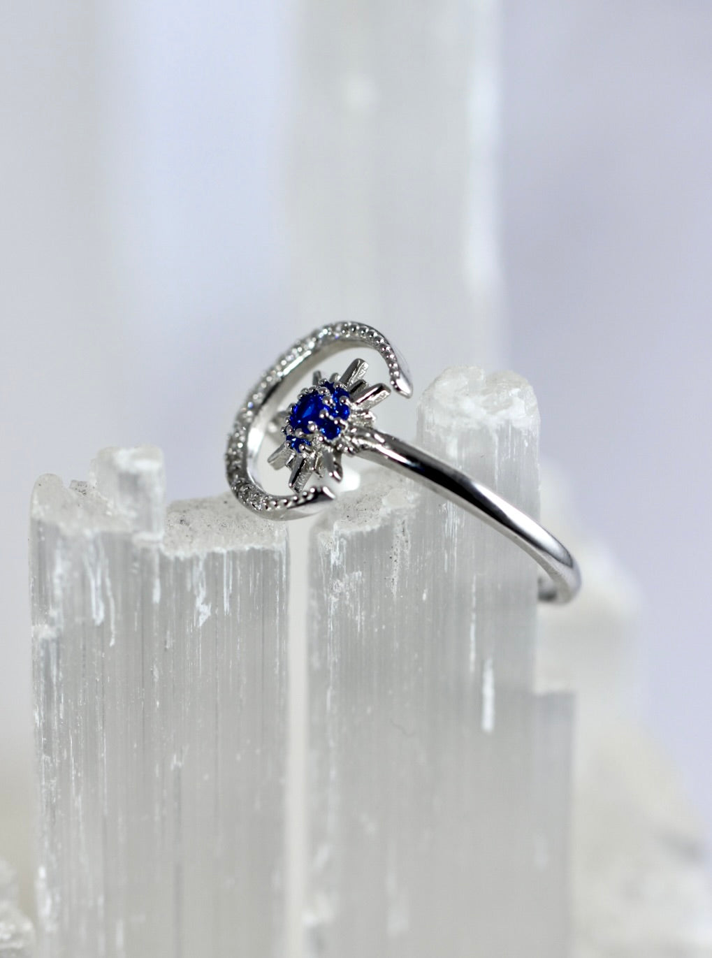 Moon and Star CZ Ring