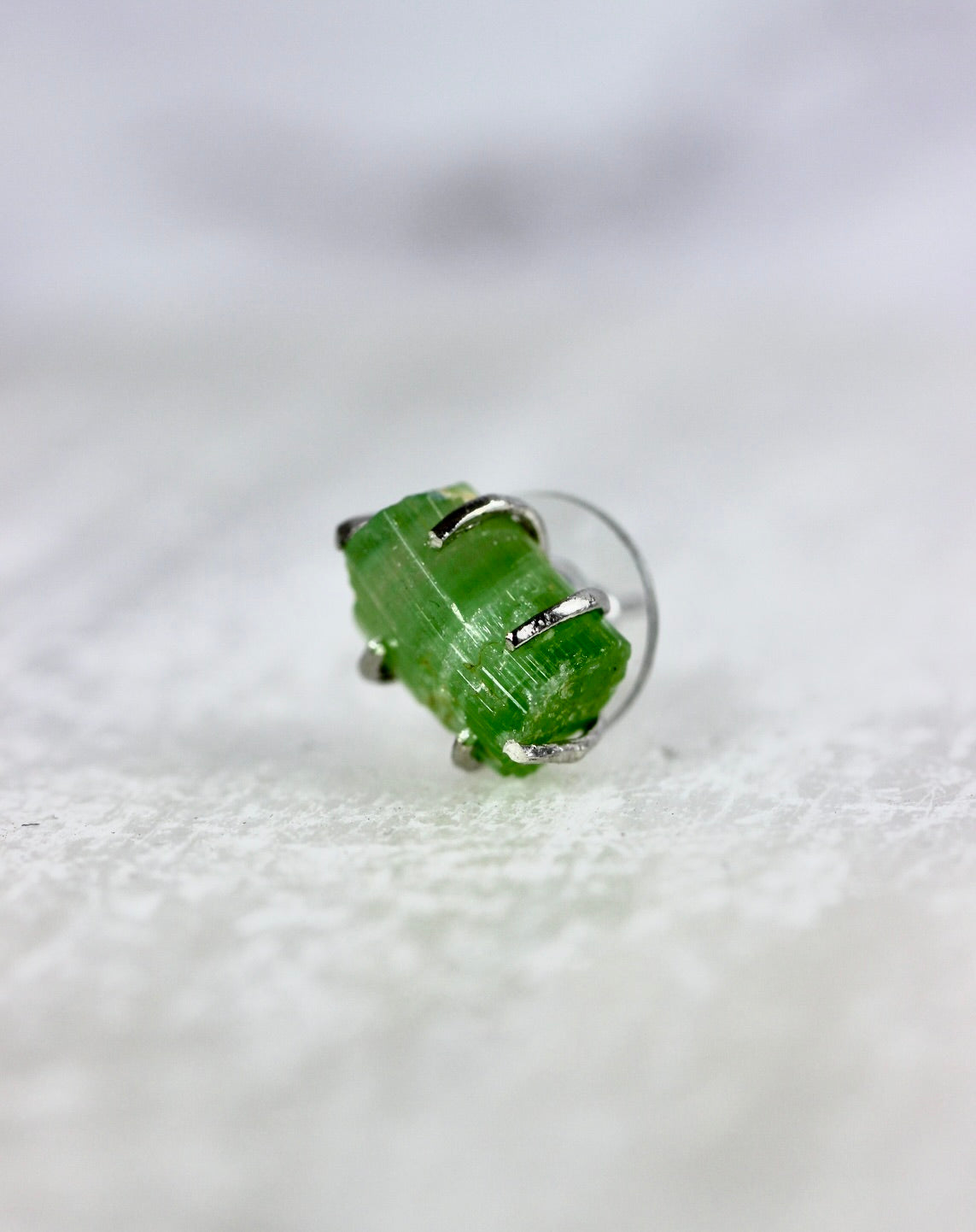 Large Green Tourmaline Crystal Earrings