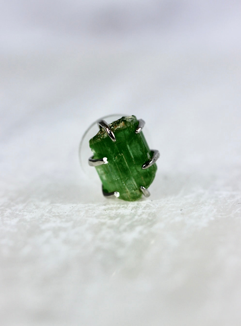 Large Green Tourmaline Crystal Earrings