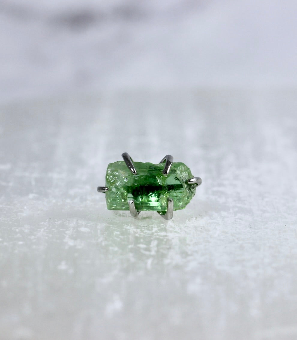Green Tourmaline Crystal Stud Earrings