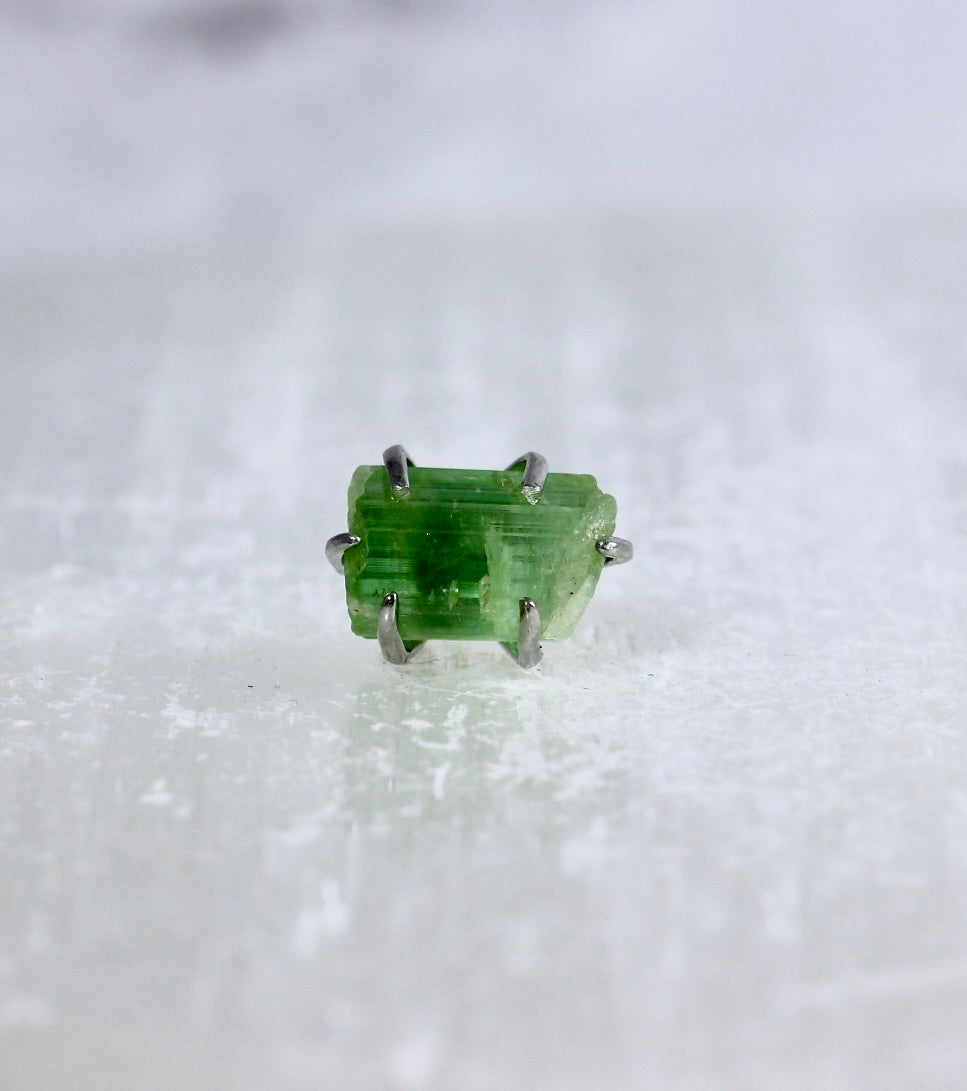 Green Tourmaline Crystal Stud Earrings