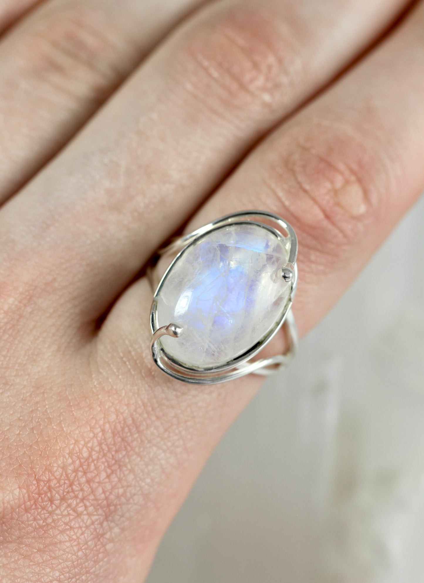 Rainbow Moonstone Ring