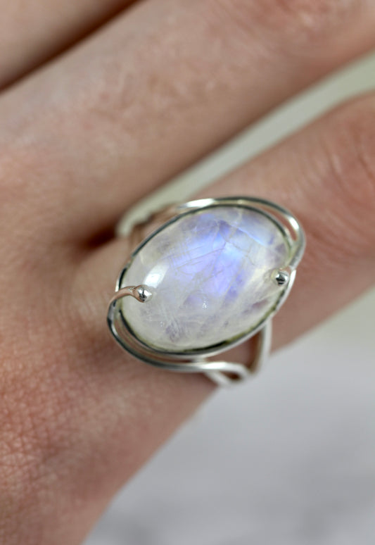 Rainbow Moonstone Ring