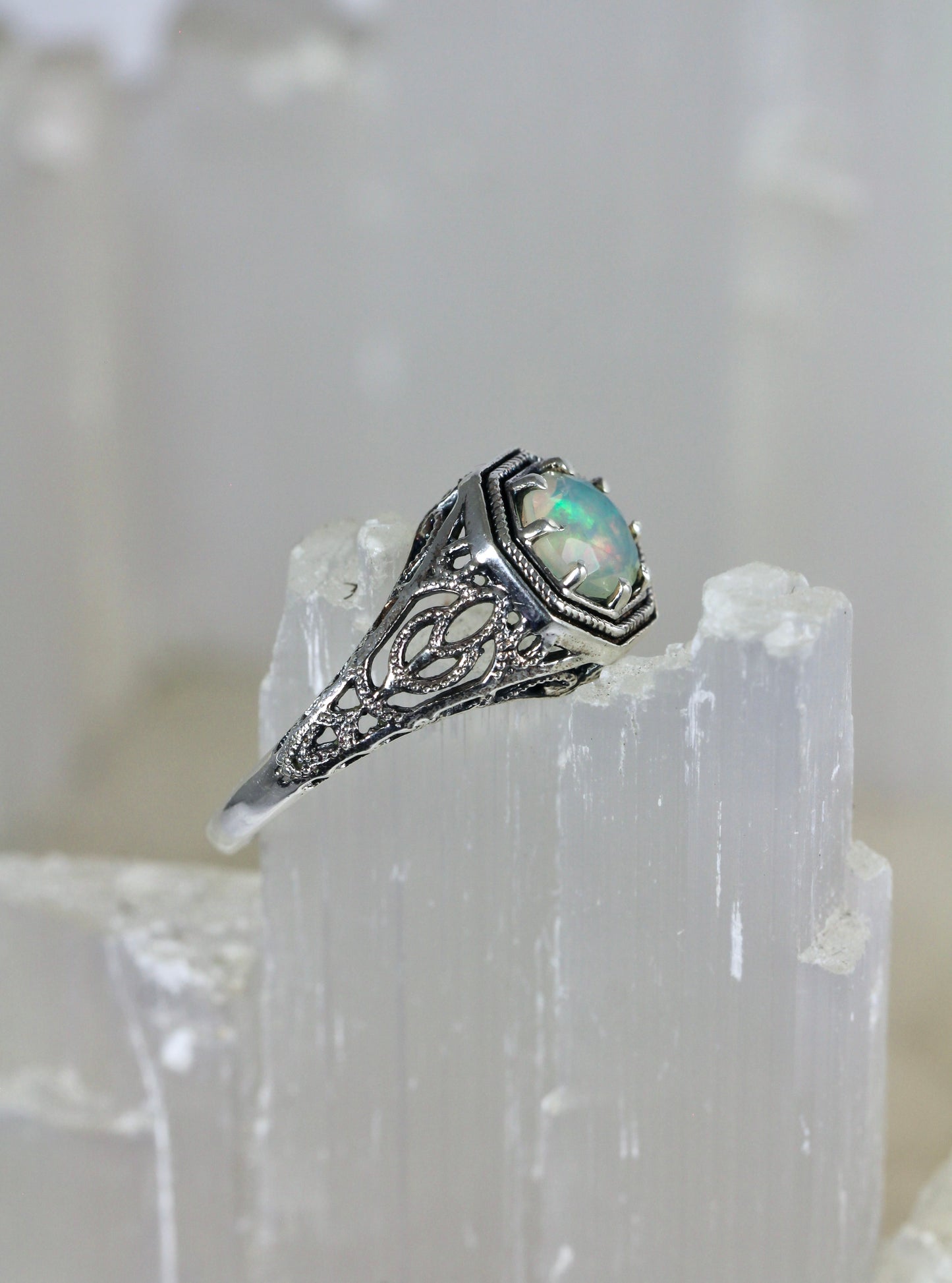 Ethiopian Opal Filigree Ring