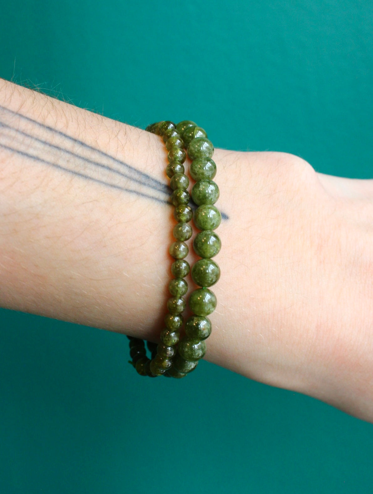 Olive Jade Stretch Bracelets