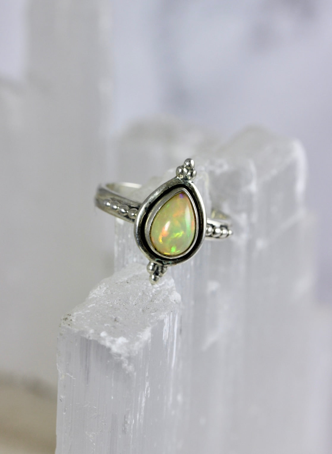 Ethiopian Opal Pear Cut Ring