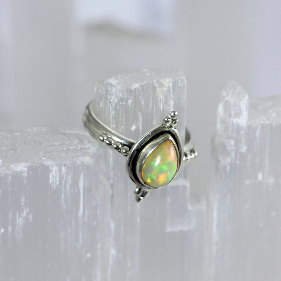 Ethiopian Opal Pear Cut Ring