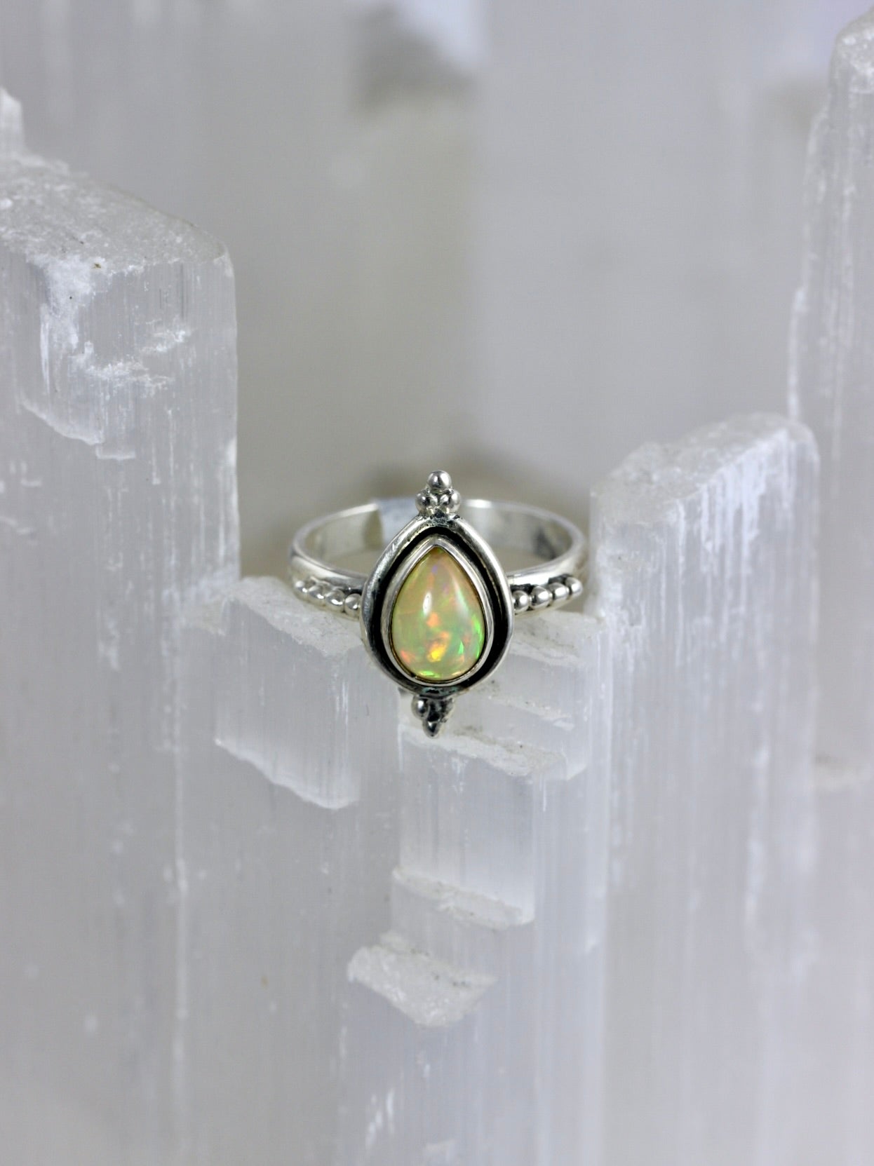 Ethiopian Opal Pear Cut Ring