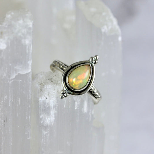 Ethiopian Opal Pear Cut Ring
