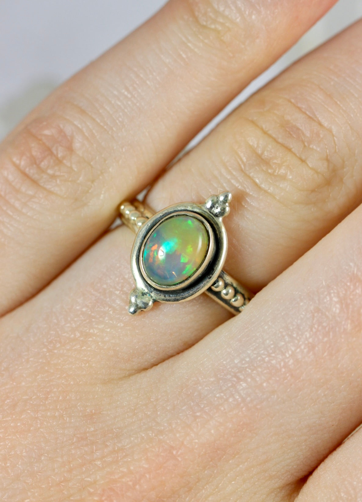 Ethiopian Opal Oval Cab Ring