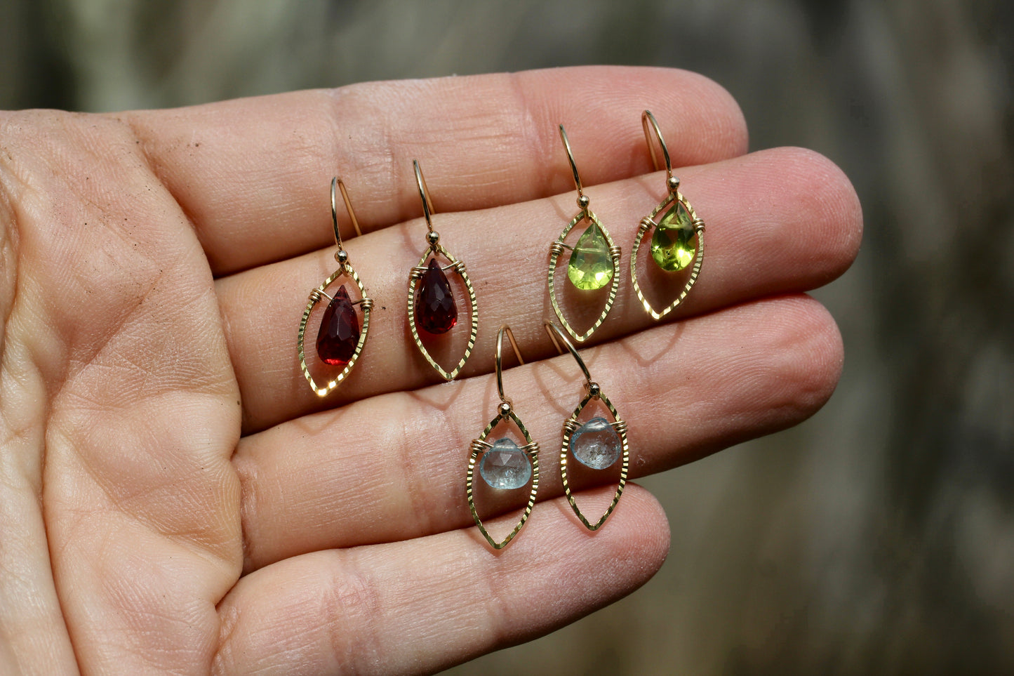 Peridot Gold Marquis Small Drop Earrings