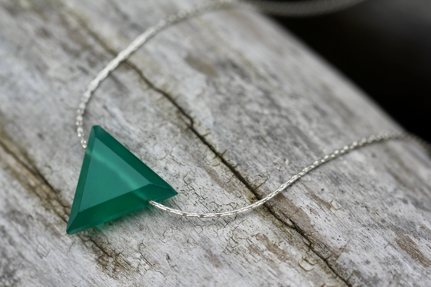 Green Onyx Triangle Spike Necklace