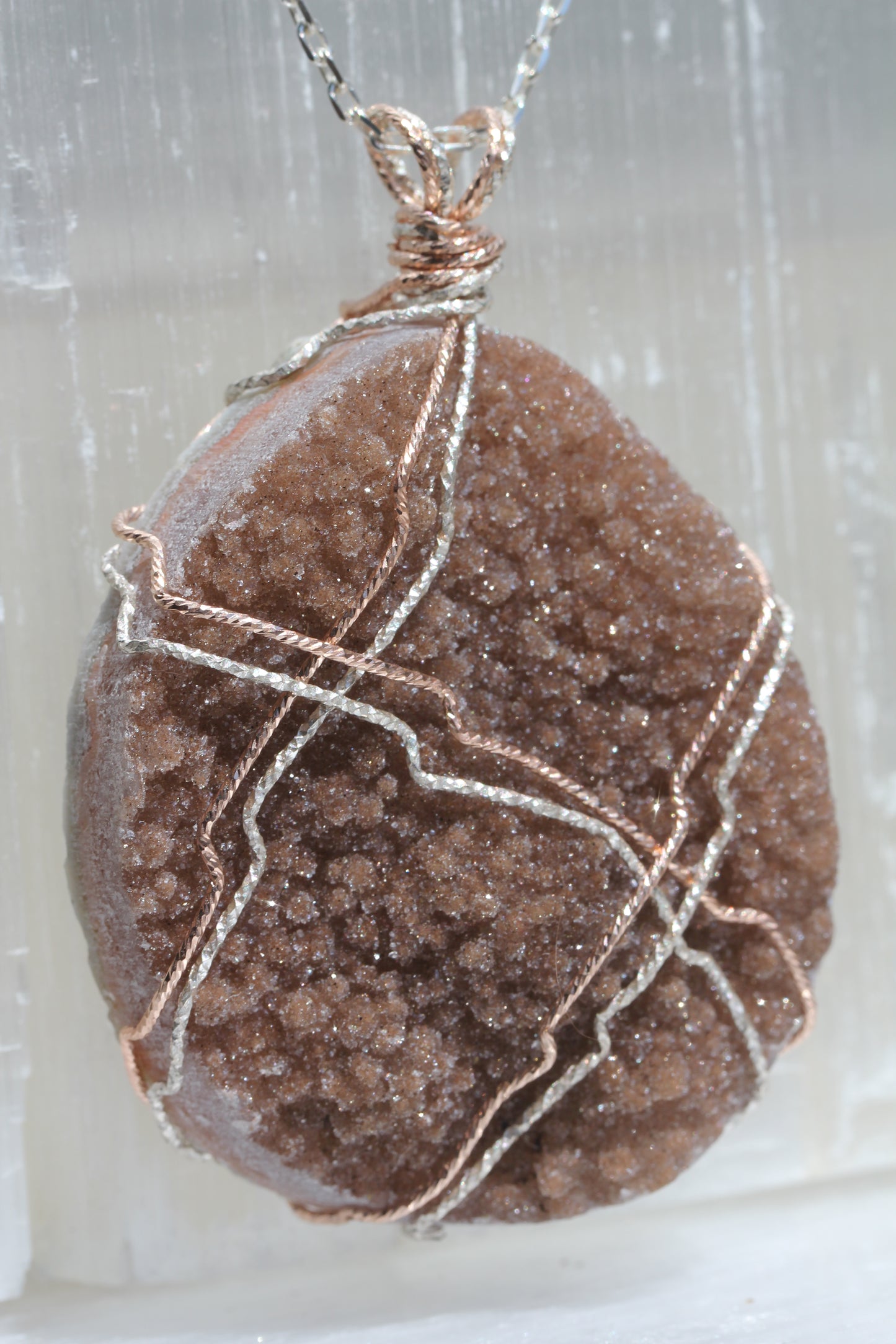 Brown Quartz Druzy Large Pendant