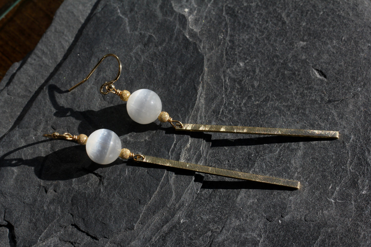 Selenite Bar Drop Earrings