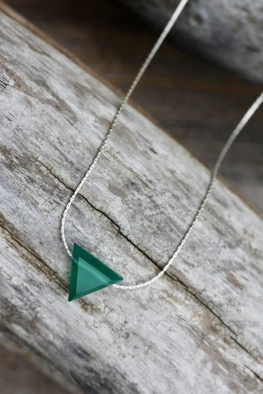 Green Onyx Triangle Spike Necklace