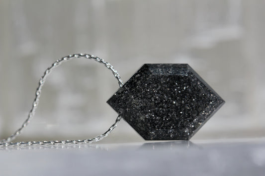 Black Sunstone Hexagon Necklace