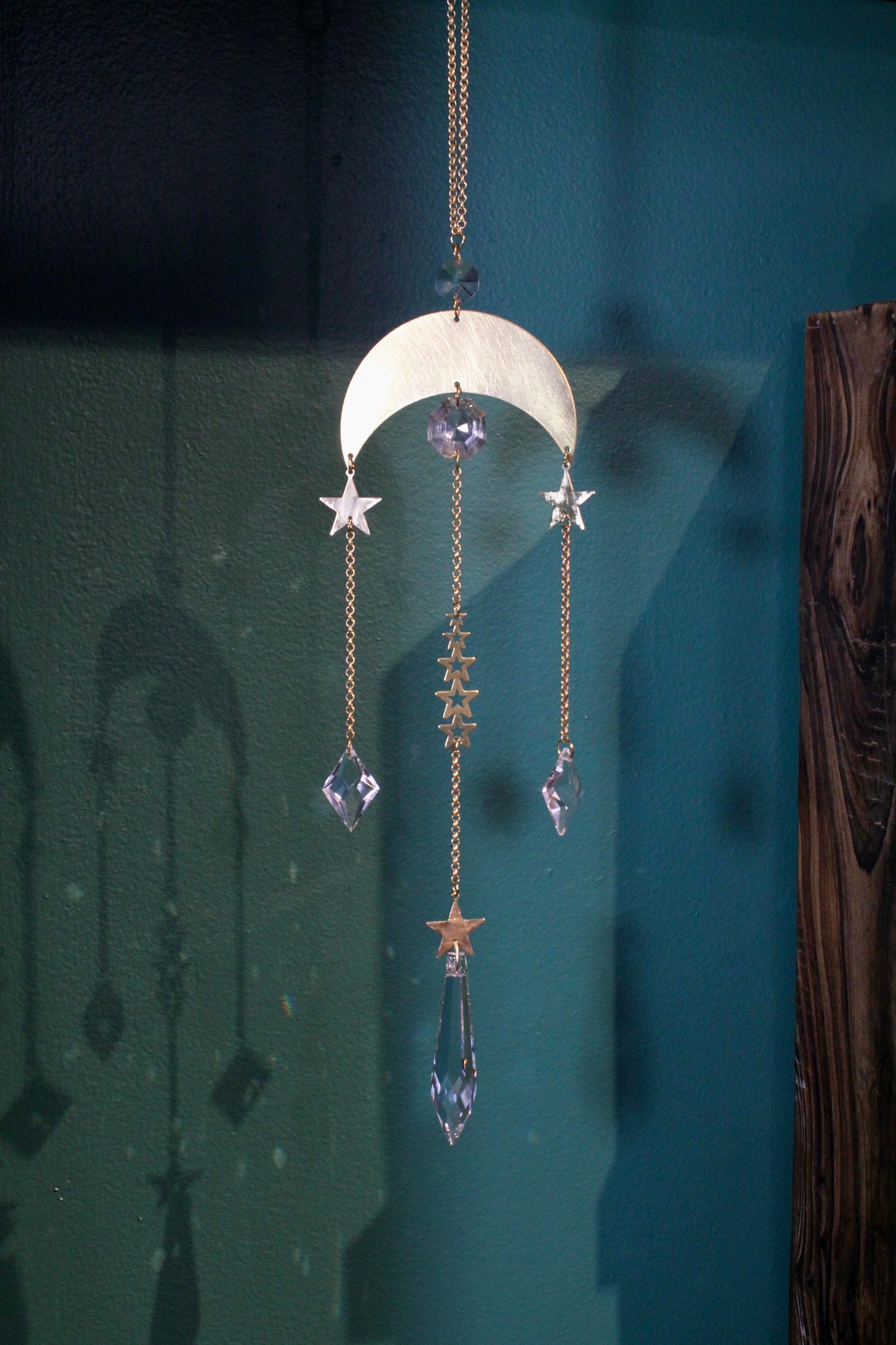 Celestial Crystal Mobile in Brass