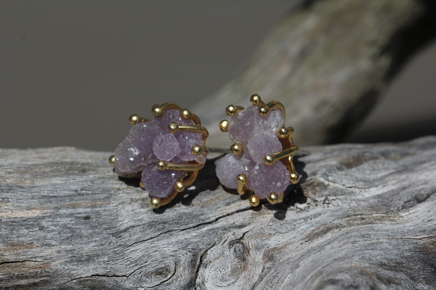 Grape Agate Gold Post Earrings