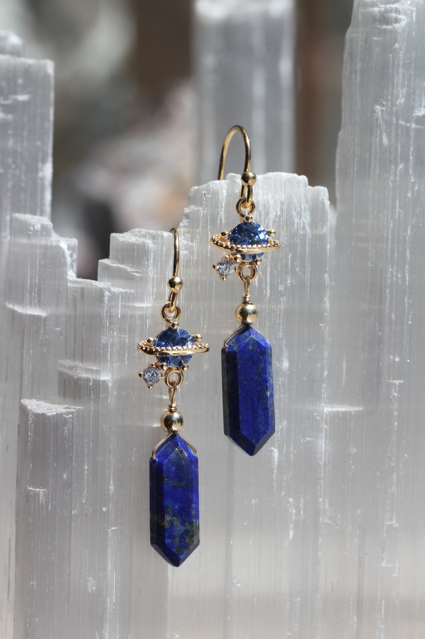Lapis Saturn Cubic Zirconia Earrings
