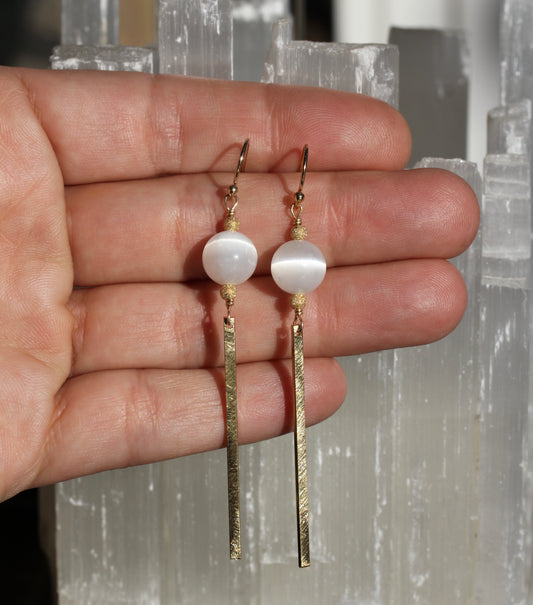 Selenite Bar Drop Earrings