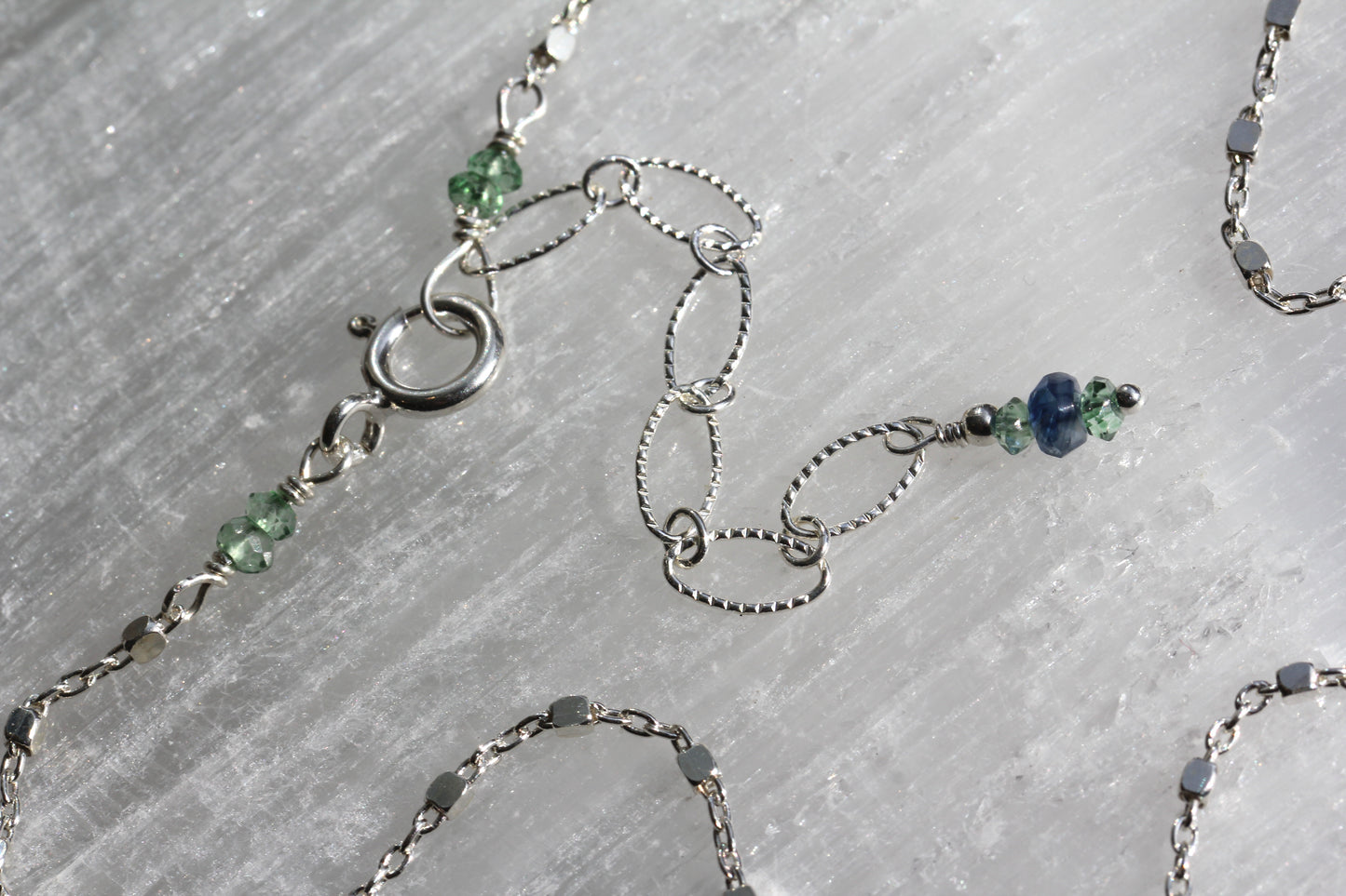 Kyanite Tourmaline Silver Necklace
