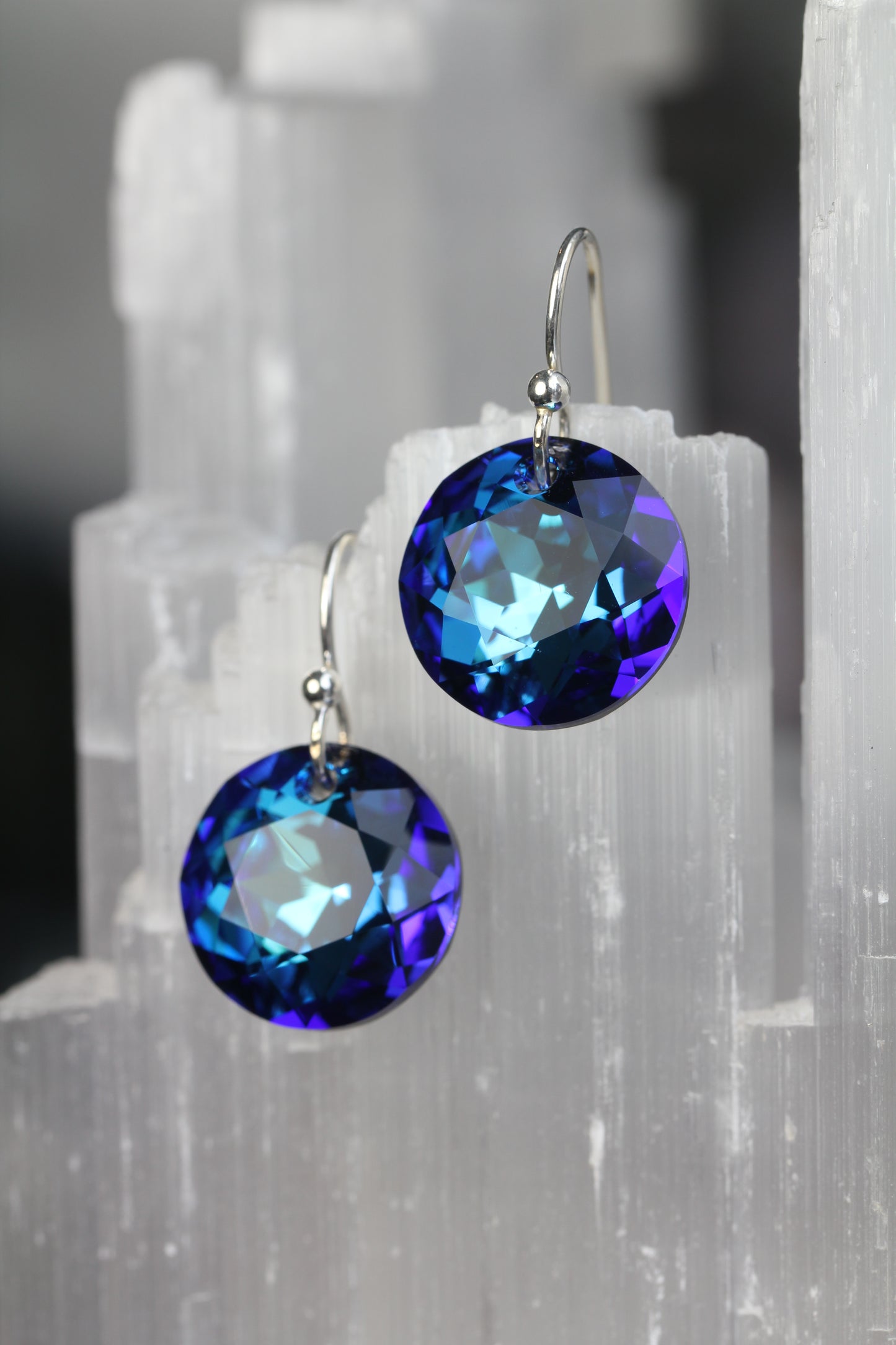 Bermuda Blue Crystal Dime Drop Earrings