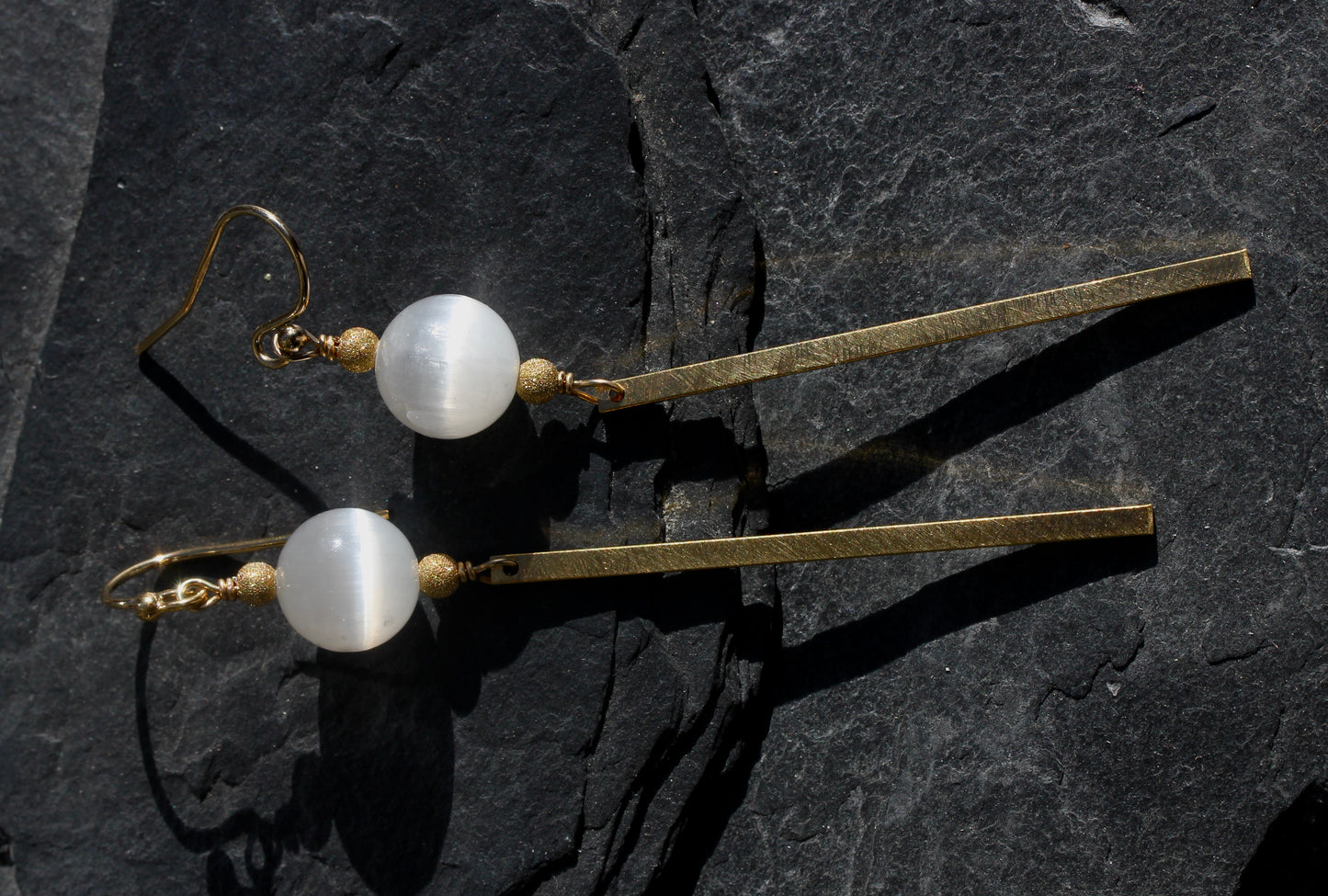 Selenite Bar Drop Earrings