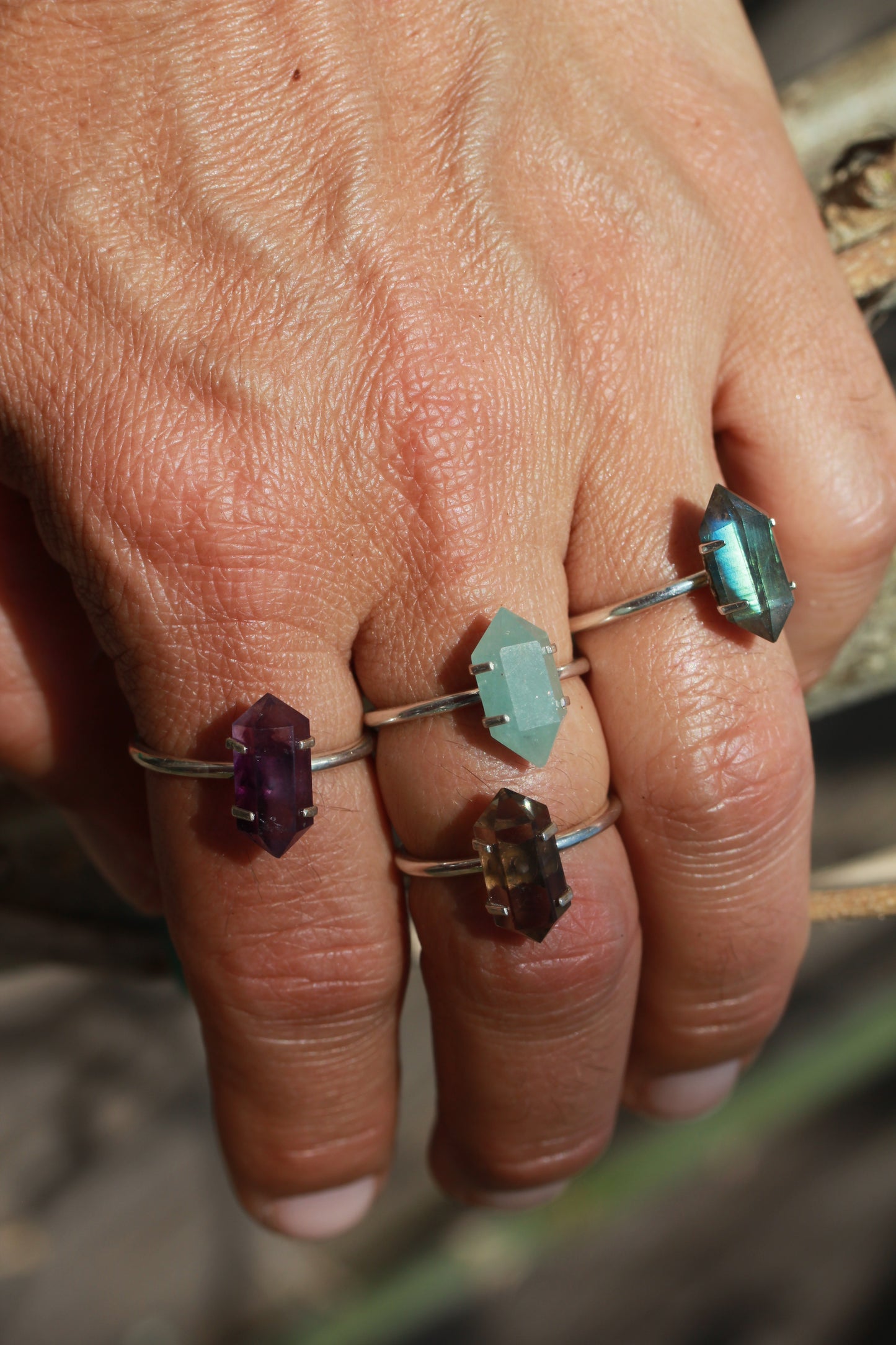 Amazonite Crystal Point Ring