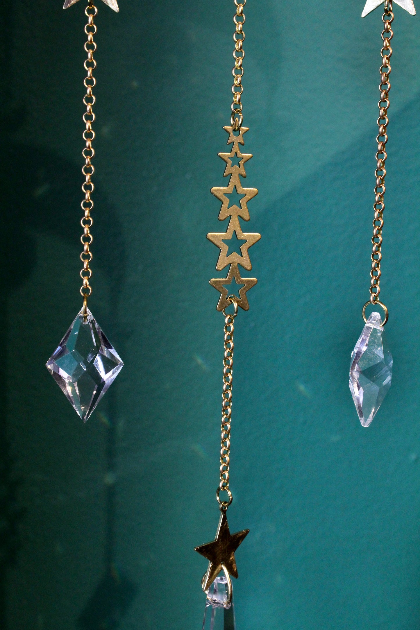 Celestial Crystal Mobile in Brass