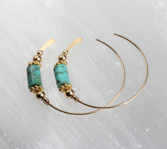 Turquoise Gold Hoops