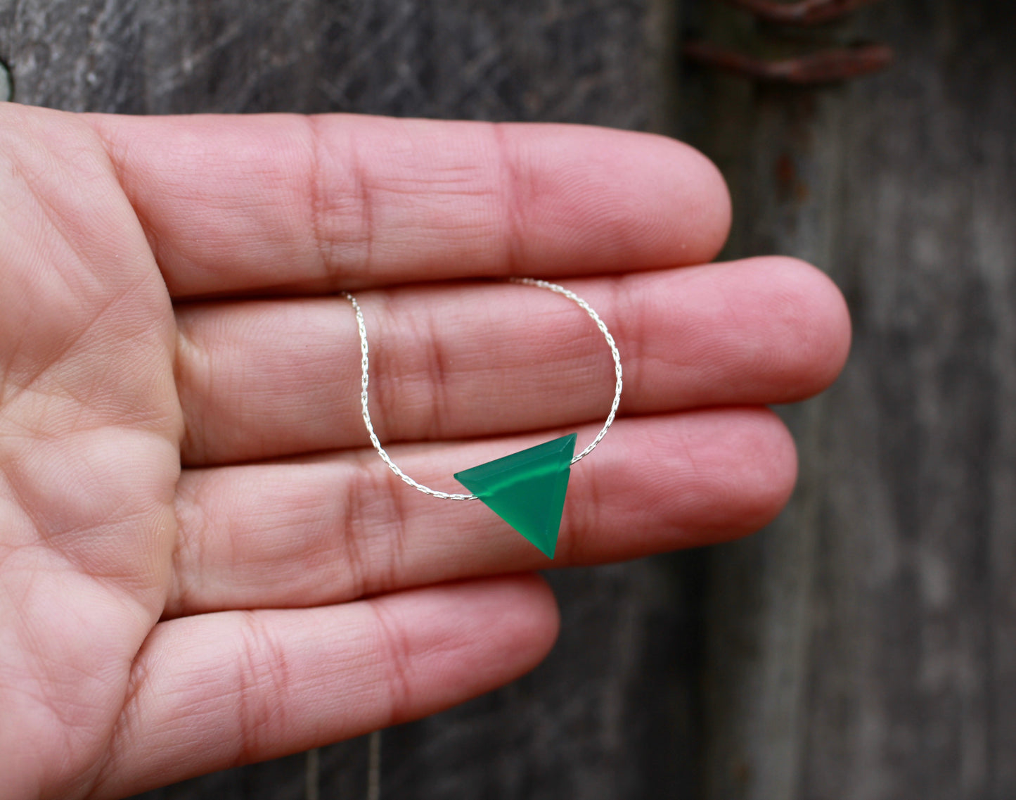 Green Onyx Triangle Spike Necklace