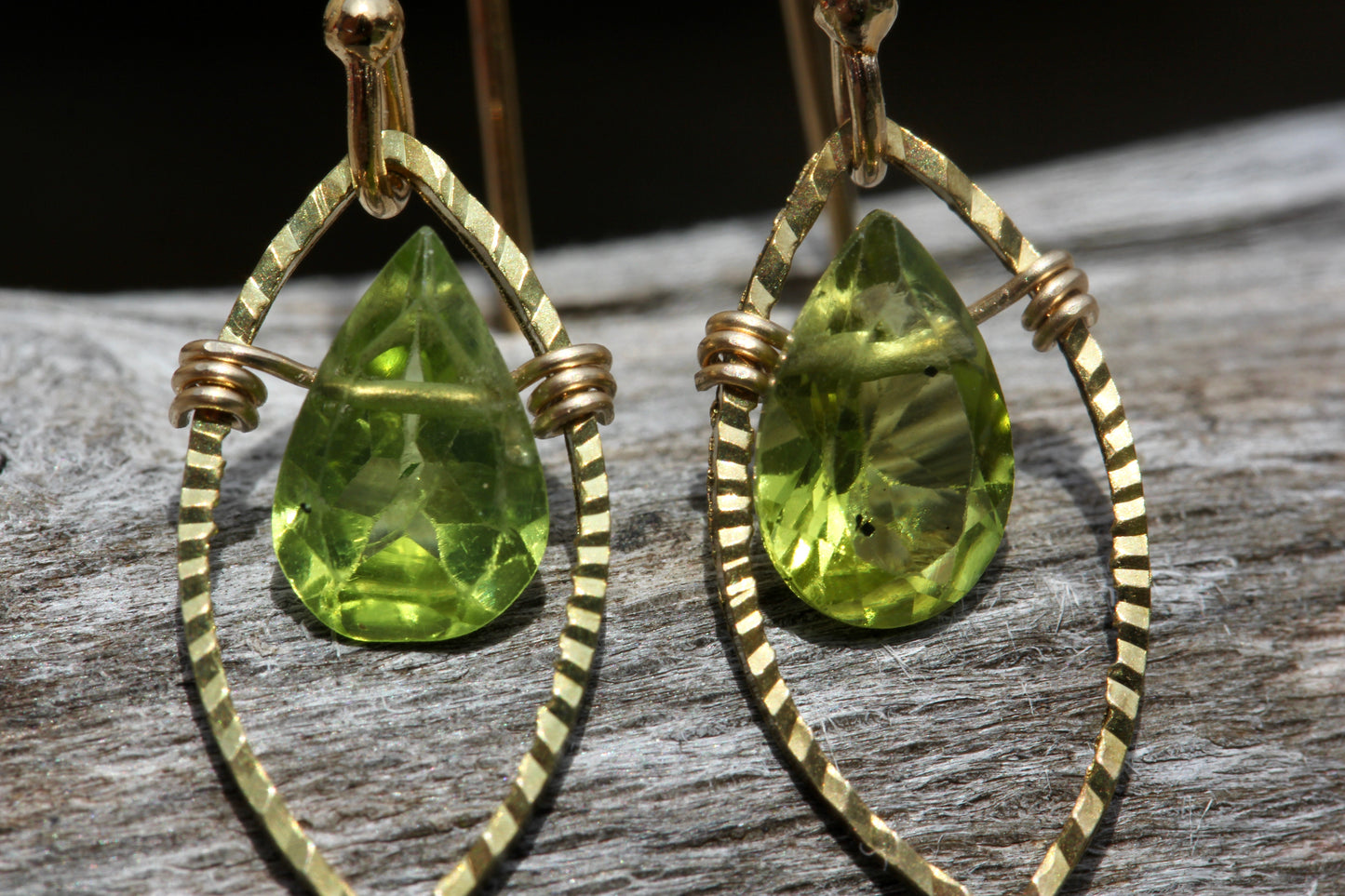Peridot Gold Marquis Small Drop Earrings