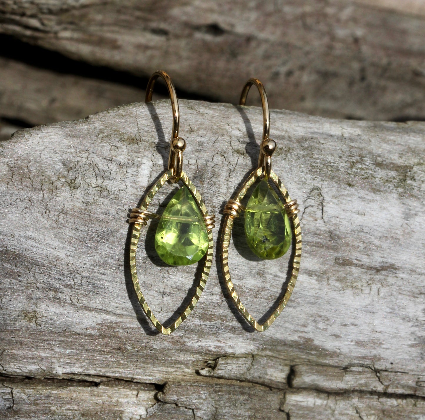 Peridot Gold Marquis Small Drop Earrings