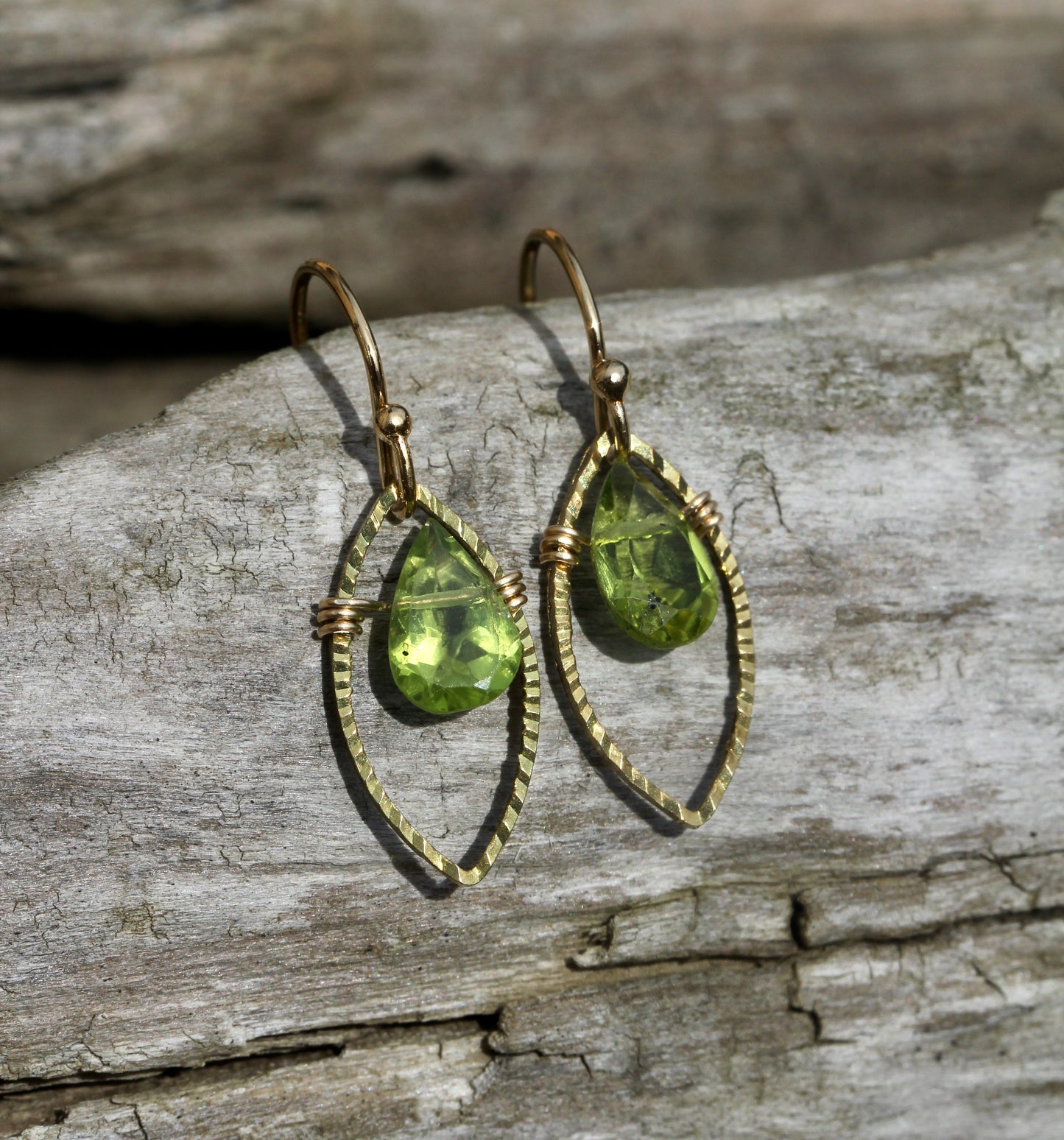 Peridot Gold Marquis Small Drop Earrings