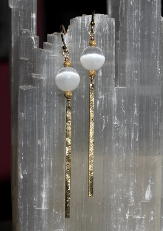 Selenite Bar Drop Earrings