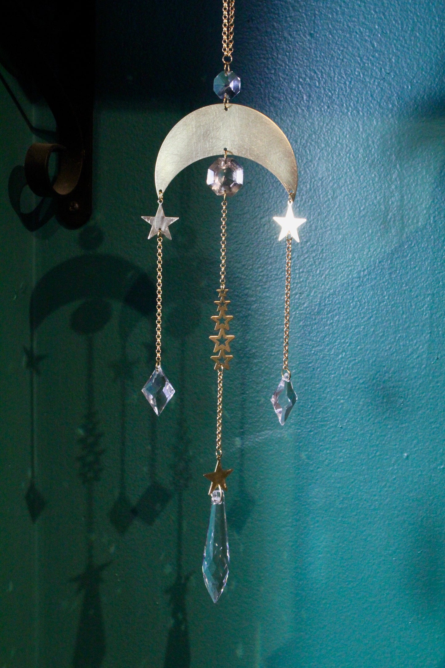 Celestial Crystal Mobile in Brass