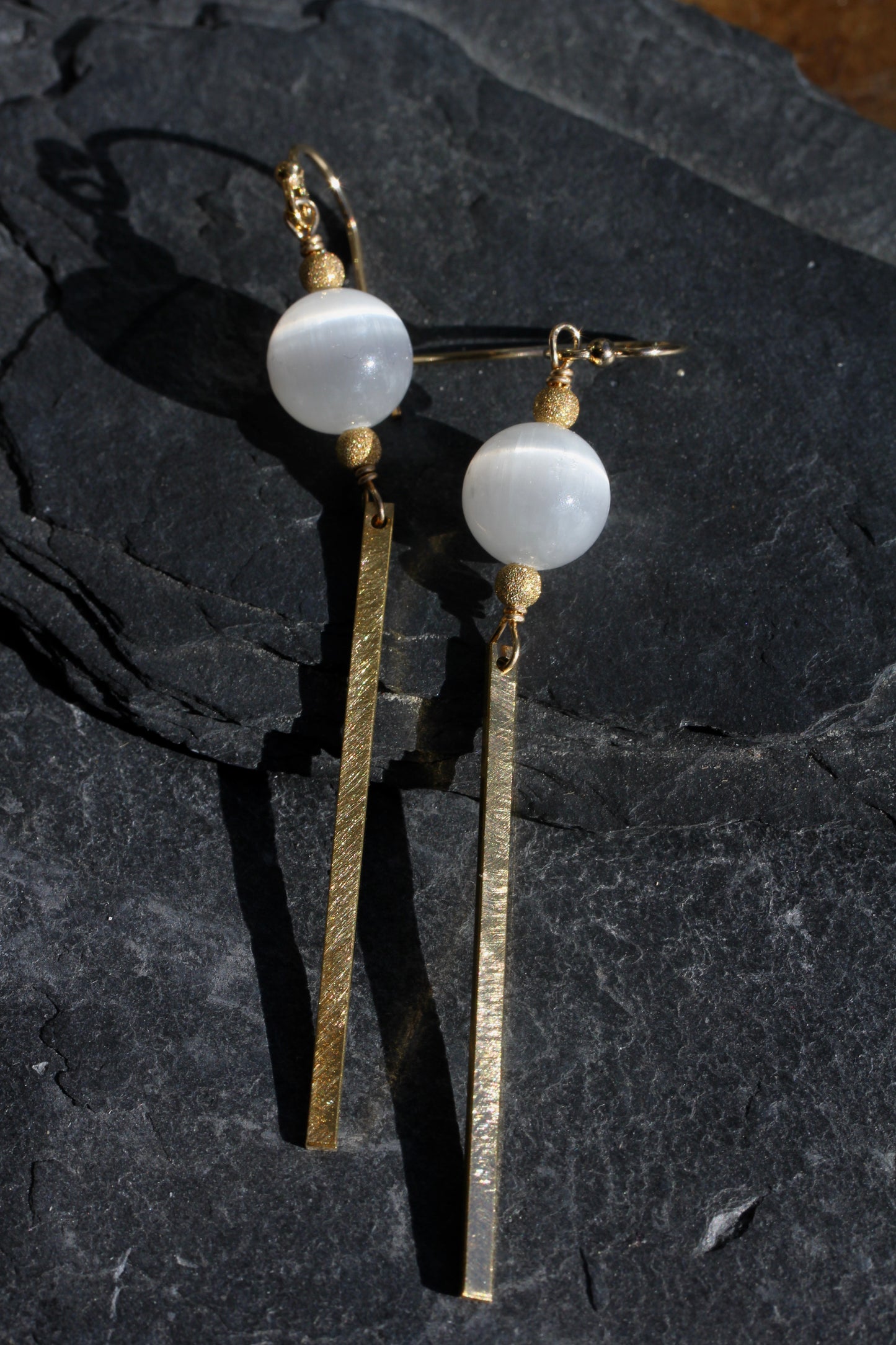 Selenite Bar Drop Earrings