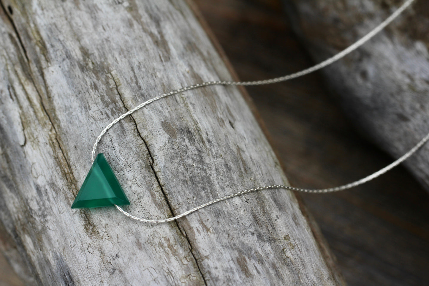 Green Onyx Triangle Spike Necklace