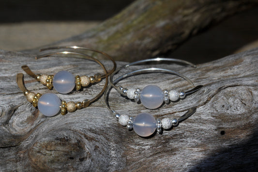 Blue Chalcedony Hoops