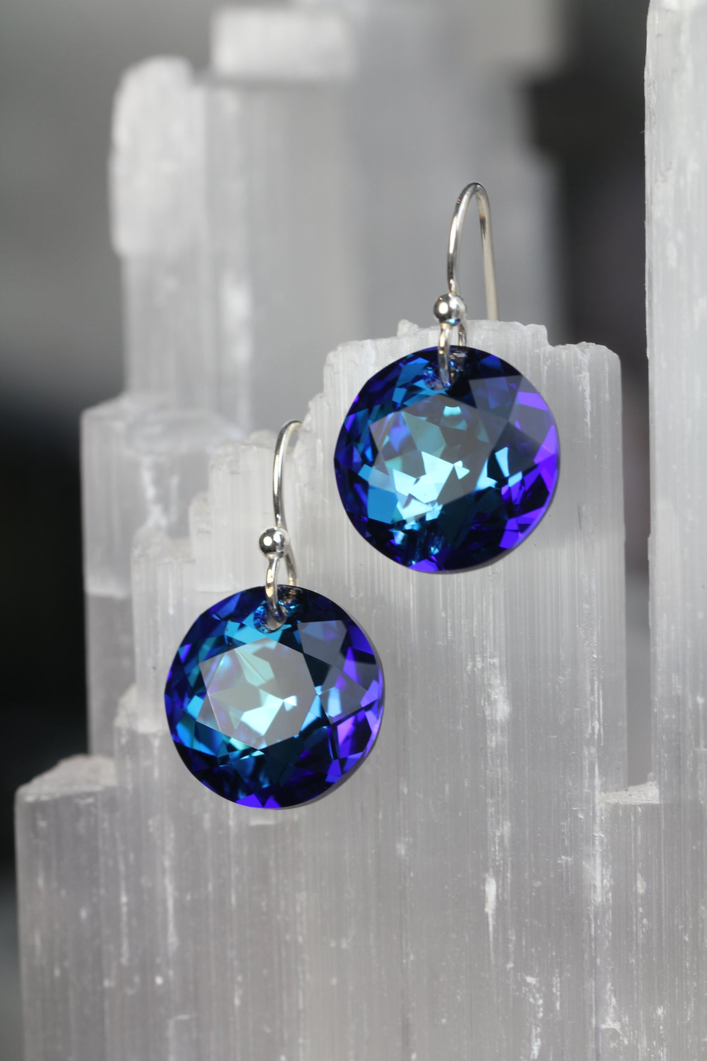Bermuda Blue Crystal Dime Drop Earrings