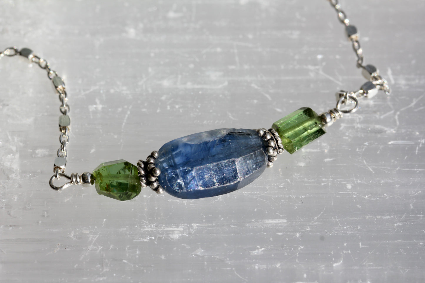Kyanite Tourmaline Silver Necklace