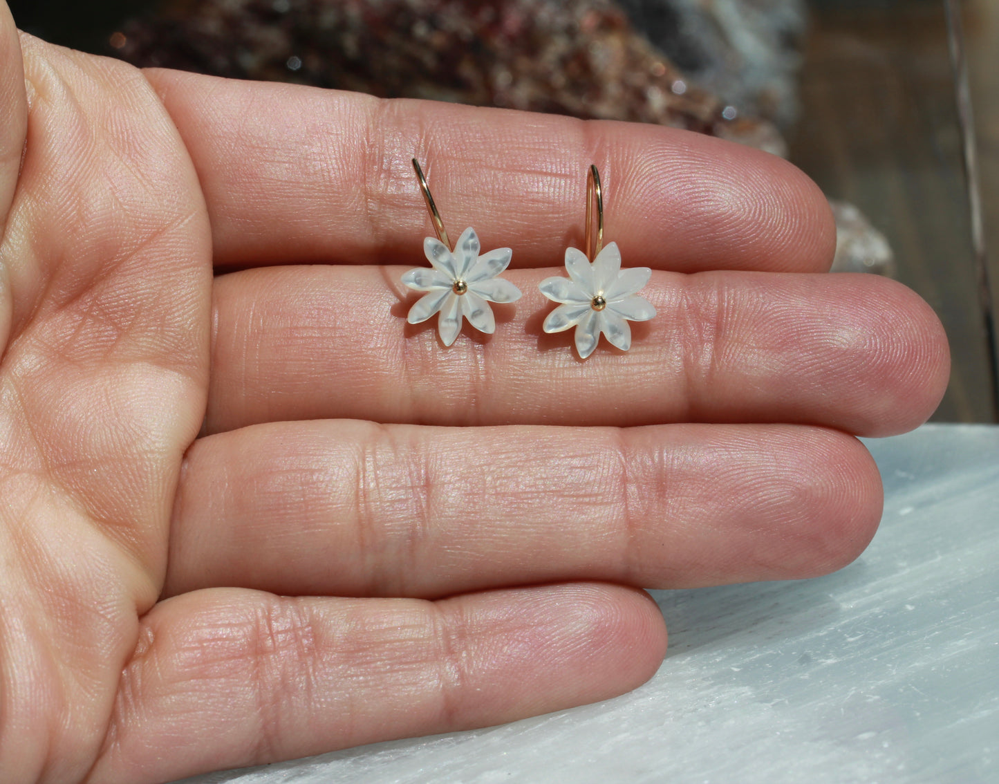 Mother of Pearl Flower Earrings