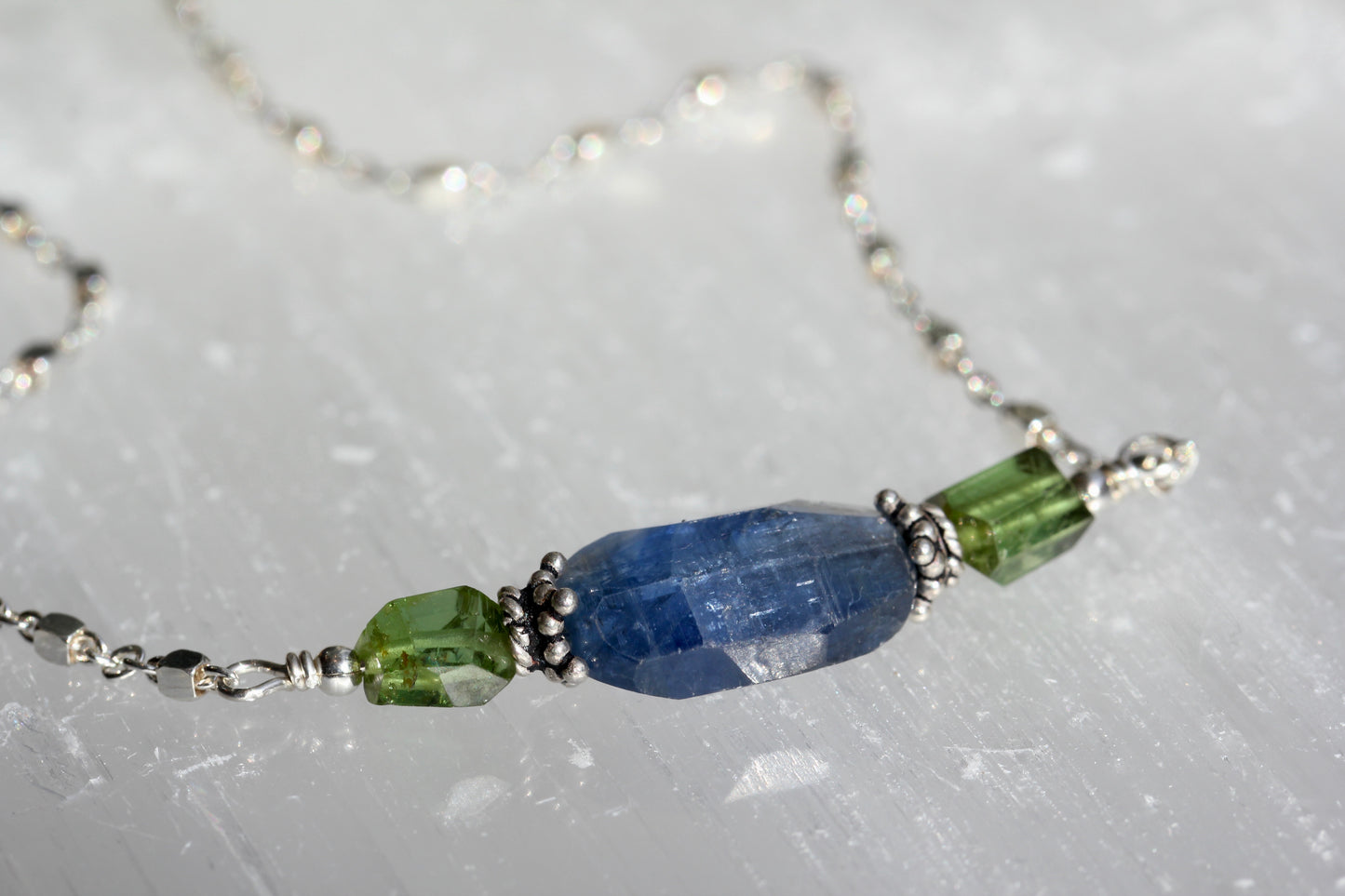 Kyanite Tourmaline Silver Necklace