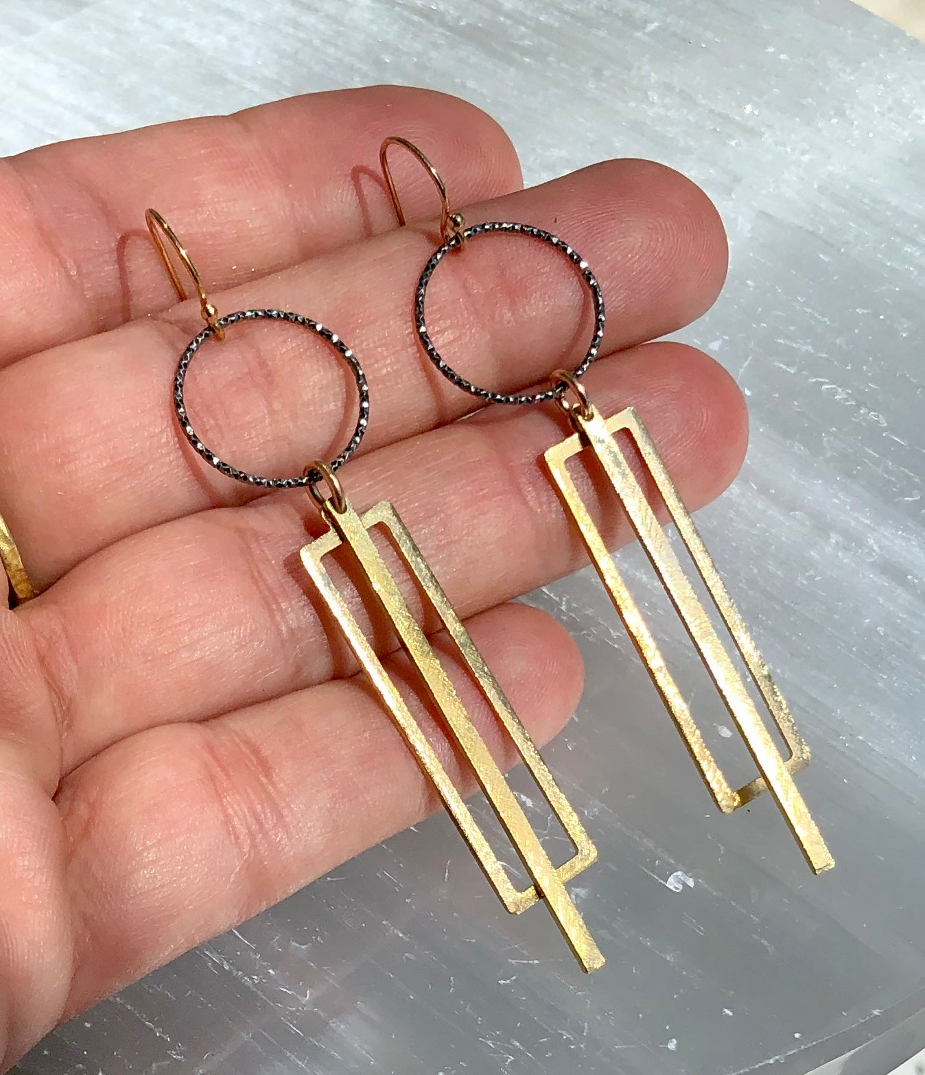 Black and Gold Geometric Earrings