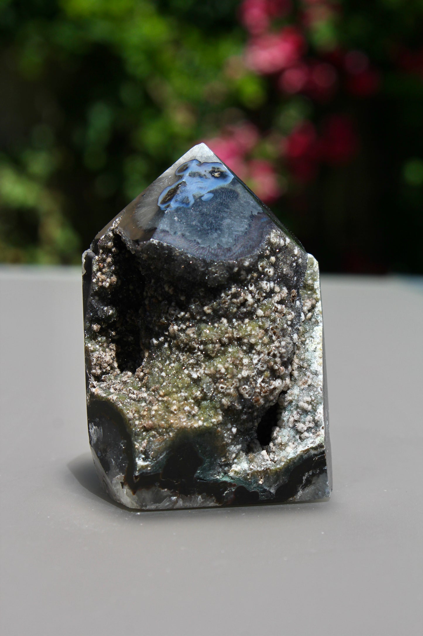 Black and Grey Agate Druzy Point