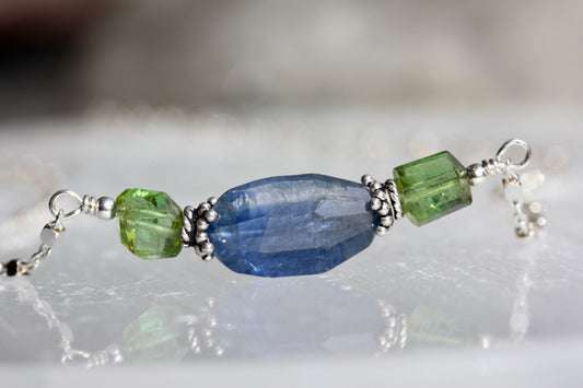 Kyanite Tourmaline Silver Necklace
