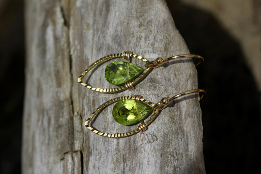 Peridot Gold Marquis Small Drop Earrings